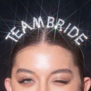 Team Bride Rhinestone 3-D Pop Up Headband Silver Tone